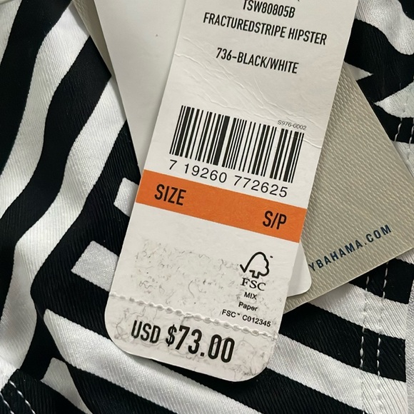 NWT striped zig zag bikini Tommy Bahama S bottoms XS top cinch string tie halter - Picture 3 of 14